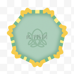绿色线条花纹图片_绿色背景黄色线条韩国传统边框花
