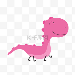 卡通可爱奔跑粉色小恐龙插画