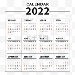 2022日历2022年每月日期