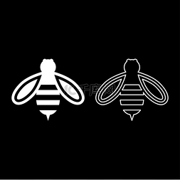集大图片_蜜蜂蜂蜜图标白色矢量插图平面风