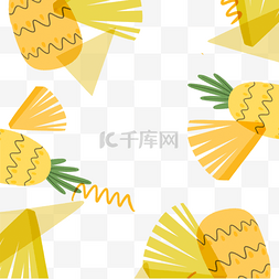 背景盛夏图片_手绘黄色卡通菠萝水果边框