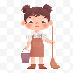 打扫的女孩图片_五一国际劳动节家里厨房打扫清洁