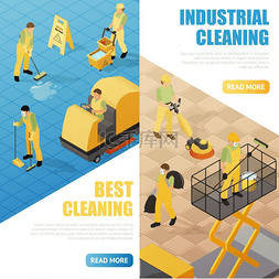 三维贴纸图片_工业清洁横幅工业清洁服务等轴测