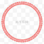 极简中式红色回纹圆框