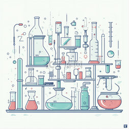 化学实验器材插画图片_化学实验器材插画元素