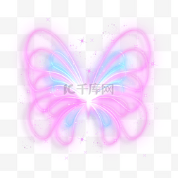 蓝紫色双层线条光效蝴蝶