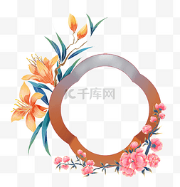 中国风金边框图片_中国风春季花朵边框描金