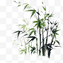 手绘水墨风格竹子