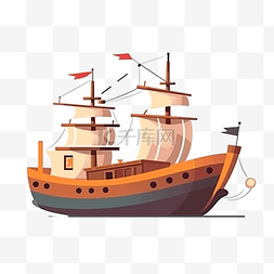 船只插画图片_卡通手绘船只帆船