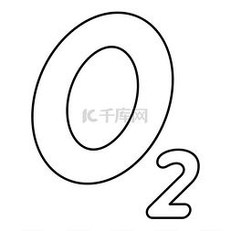 o2图标图片_氧气化学配方2空气轮廓图标黑色