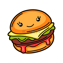 卡通营养菜图片_汉堡的可爱插图。