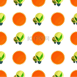 绿色灯泡图片_无缝图案里面有太阳和含有植物的