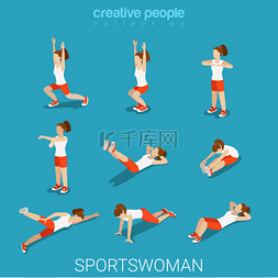 室外3d图片_isometric style sportswoman