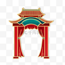 古建筑门头图片_新年国潮浮雕立体建筑门头