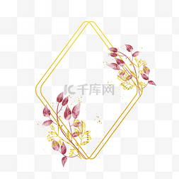 金枝花卉婚礼金色边框