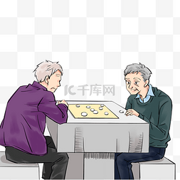 对弈人物图片_棋牌游戏下棋对弈的老年人