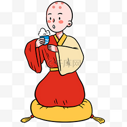 陶艺小和尚图片_寺庙喝水的僧侣