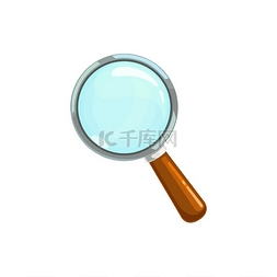 白色的搜索图片_带手柄隔离缩放工具的放大镜。