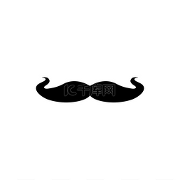 男标志黑色图片_复古弯曲的胡子孤立的理发店标志