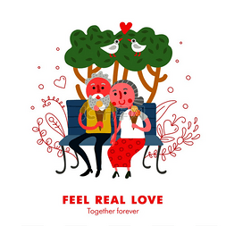鸽子海报图片_老年人健康的恋爱关系有趣的卡通