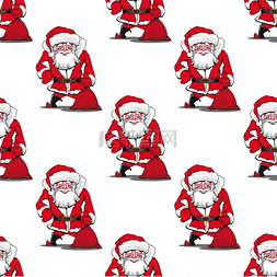 圣诞节无缝背景图片_无缝图案搭配卡通圣诞老人打造节