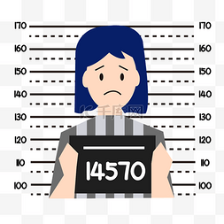 符合和编号图片_女性罪犯面部照片卡通风格