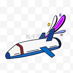 白色火箭飞船波普宇宙卡通剪贴画