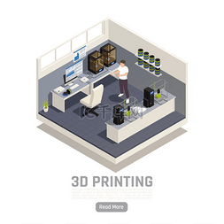 3d印刷图片_与工程师一起使用 3d 打印机矢量