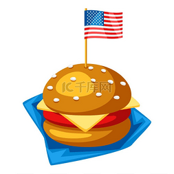 程式化的汉堡包或芝士汉堡的插图
