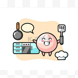 厨师贴纸图片_肉包人物插图作为厨师是烹饪，可