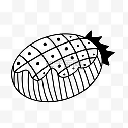 菠萝包手绘图片_创意黑白单色涂鸦手绘菠萝包