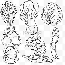 蔬菜水果线描素材图片_秋季线描果蔬食材