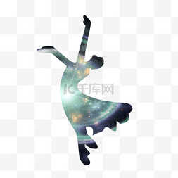 星空剪影单人人物跳舞