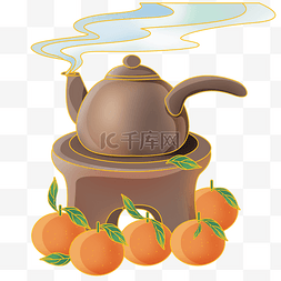 煮茶壶图片_国潮风围炉煮茶