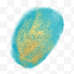 蓝色墨迹图案金色粉尘水彩污渍