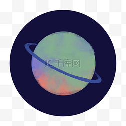 星球画图片_抽象星球蓝色微星环卡通instagram图
