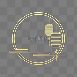 圆边框中国元素图片_新年红金剪纸浮雕灯笼祥云边框春
