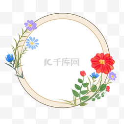 水彩圆形图片_水彩花卉圆形边框