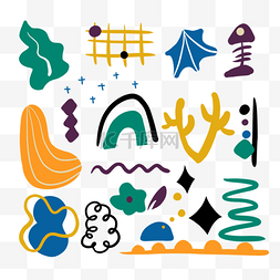 沙滩图案海报图片_图形抽象涂鸦趣味几何形状