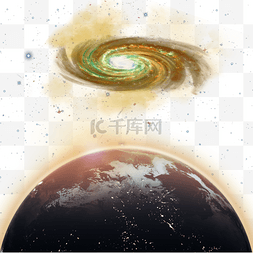 黄色星云图片_宇宙星空银河地球旋转