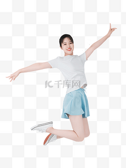 图片_开心跳跃女孩人物