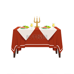 食物海报中秋图片_餐桌上的两个人, 节日的浪漫晚餐,