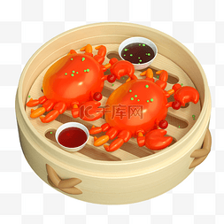 螃蟹扮演图片_3D立体C4D大闸蟹螃蟹食物美食