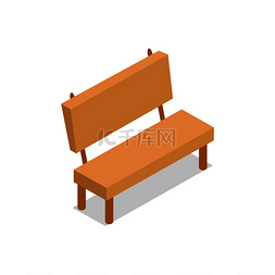 家具背景图片_等距设计矢量插图中的木凳，阴影
