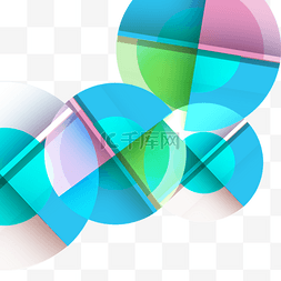 装饰几何图形复古图片_蓝色圆形几何渐变彩色抽象边框