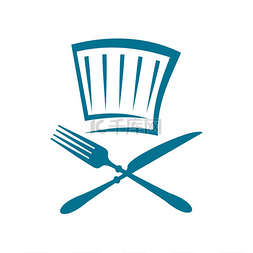 厨师帽交叉叉和刀隔离餐厅标志矢