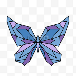 蝴蝶抽象花纹图案图片_可爱蓝紫色立体几何蝴蝶