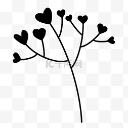 长在树上图片_长在树上的黑白线稿爱心