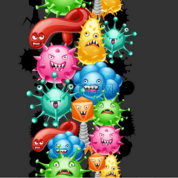 病毒噬菌体图片_带有小愤怒病毒、微生物和怪物的