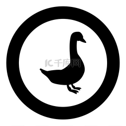 淡水鸭图片_圆形矢量插图中的鹅图标黑色